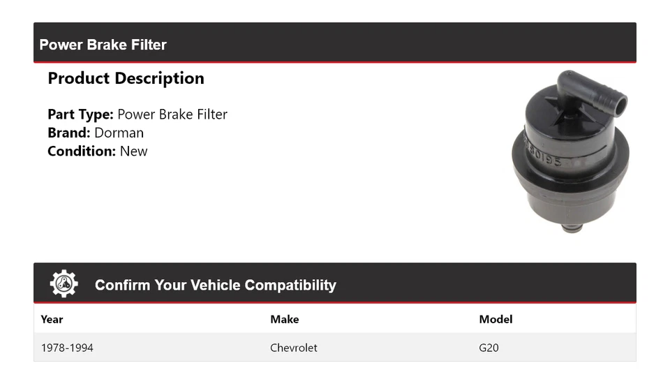 For 1978-1994 Chevrolet G20 Dorman Power Brake Filter 1979 1980 1981 1982 1983 - Image 2 of 4