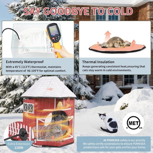 Beheiztes Outdoor Katzenhaus Wetterfest Katze Klein Hund Warm Tierheim Trage PP10 - Bild 3 von 38