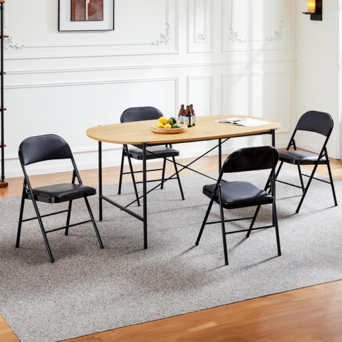 12 Pack Folding Chairs Leather Padded Sturdy Metal Easy to Use Indoor Outdoor - Picture 8 of 12
