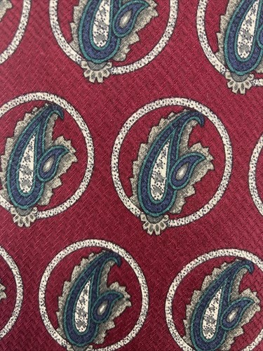 Gitman Bros. Necktie Burgundy Blue Paisley 100% Silk Tie - Picture 4 of 6