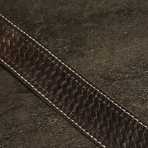 Wrangler Mens Genuine Leather Stitched Basketweave Dark Brown Dress Belt Sz 36 - Picture 4 of 6