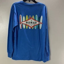 Coastal Classics Nomad Design Blue Long Sleeves U-neck Men's T-Shirt Size S