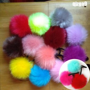 2 X 6cm Fluffy Elastic Hair Ties Fur Ball Ponytail Pompom Girls
