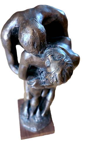 RARE - 18 1/4" Tall Austin Prod. 1974 Couple Embracing Nude Love Bronze Finish - Picture 2 of 8