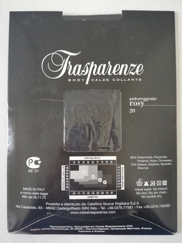TRASPARENZE BAS UP 20 DEN TAILLE 1 MODELE ROSY COULEUR NOIR - Imagen 2 de 2