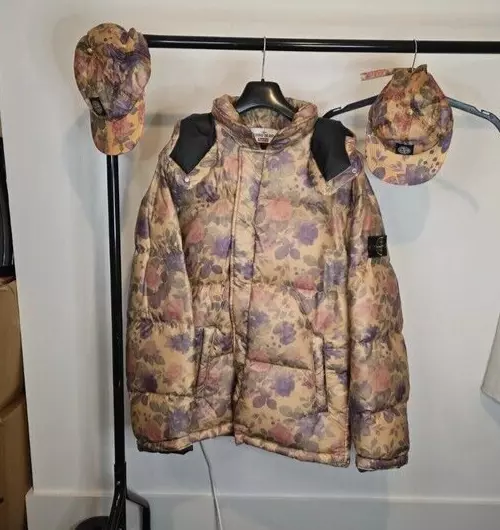 Stone Island x Supreme Lamy Cover Stampato Puffy Jacket   Manteau tampon cuivre XL