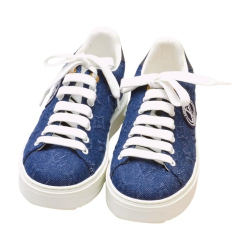Louis Vuitton Sneakers Time Out Line Monogram Denim 22 Navy VL0242 36 1/2 - Picture 2 of 14