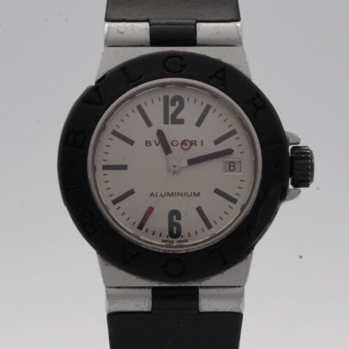 Bulgari Aluminium Cuarzo Mujer Reloj 29MM AL29TA Vintage Raro Con Caucho Banda 5 - Imagen 2 de 11