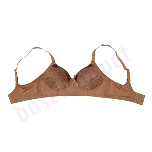 Satin Lace Full Coverage Wide Side Support 3 Hook Padded Wireless No Wire Bras - Picture 8 of 33