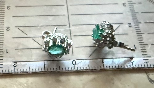 Echte Brillant Smaragd Ohrstecker Ohrhänger Ohrringe 585er 14Kt - Bild 8 von 8