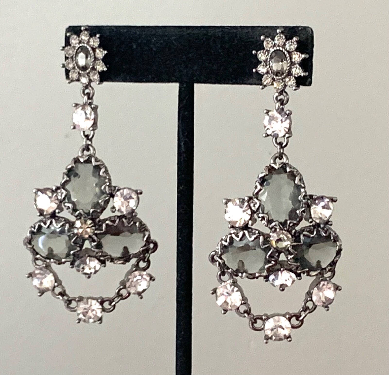 Designer Badgley Mischka Rhinestone Chandelier Runway Earrings