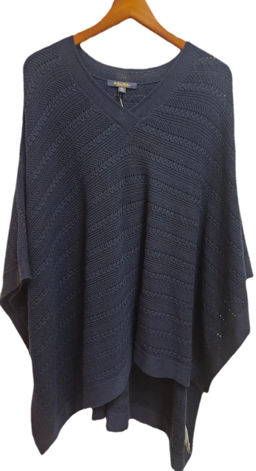 NEW $248 BROOKS BROTHERS One Size Navy Washable MERINO WOOL Poncho Sweater