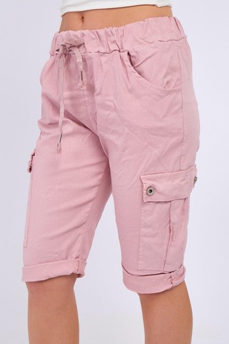 Womens Ladies Cotton Knee Length Summer Combat Cargo Casual Pant Magic Shorts - 第 29/79 張圖片