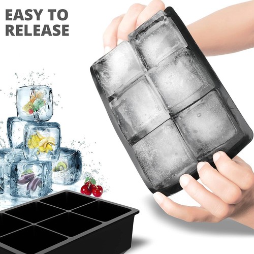1/2Pcs 6 Grids - Silicone Ice Cube Tray Large Mold Giant DIY Maker Square Tray - Picture 10 of 13