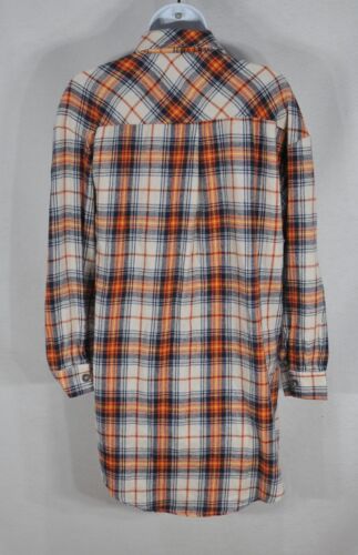Passport Women's Flannel Shirt S Long sleeve Cotton Plaids Ivory Navy Rust NWT - Picture 2 of 4