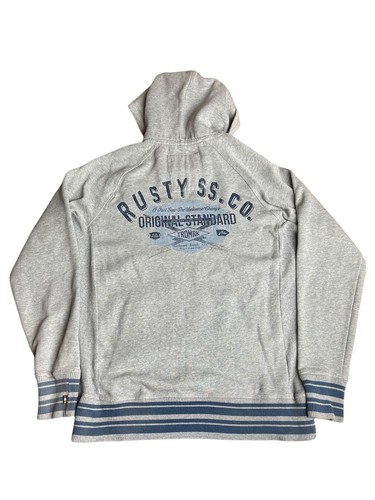 Rusty Men’s Hoodie Jumper Size M Grey Surf Logo Casual City Walk Outdoor Eagle - Picture 2 of 5