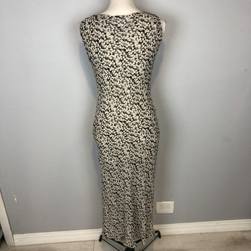 max mara dress sz 8 silk MIDI gray balck sleeveless - Picture 5 of 13