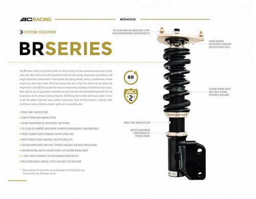 Bc Racing Br Series Adjustable Coilovers Shocks Kit For 16-22 Chevrolet Spark - Picture 4 of 4