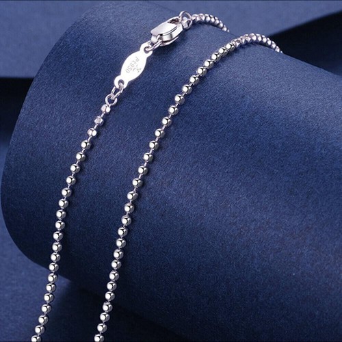 Pure PT950 Platinum 950 Chain Men Women Hexagon Beads Link Necklace 16-18nch - Picture 6 of 9