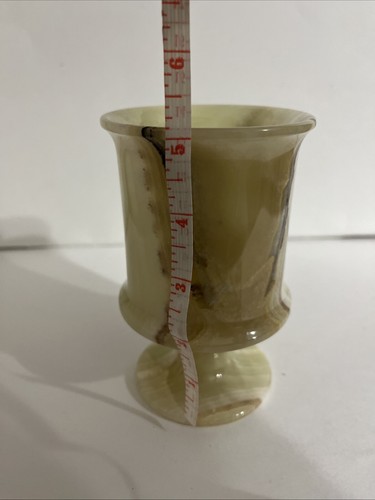 Jarrón o decoración de mesa vintage de ónix de mármol verde hecho en Pakistán de 5" de alto - Imagen 8 de 8