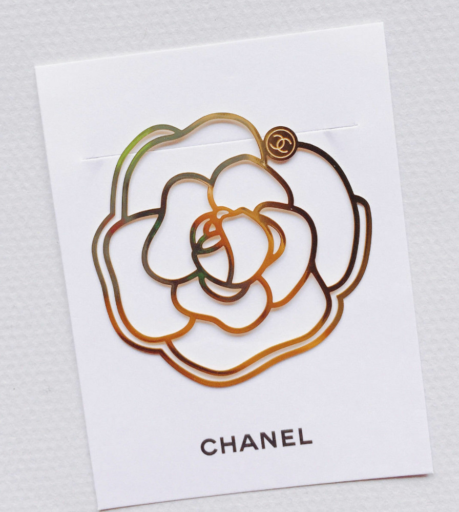 CHANEL VIP gift Camellia Metal Gold Bookmark Bookplate