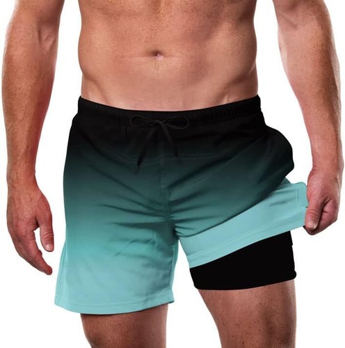 Men's 5.5" Quick-Dry Swim Trunks with Compression Liner & Zipper Pockets - Picture 50 of 52