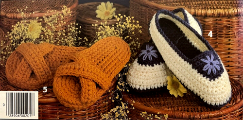 Crocheted Knitting Slippers Pattern Books Children Women Sandal Moccasins Ballet - Picture 2 of 3