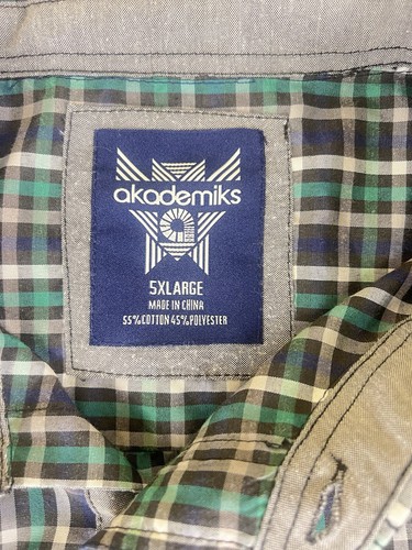 Akademiks Shirt Adult 5XL Blue Green Button Up Casual Short Sleeve Mens - Picture 6 of 6