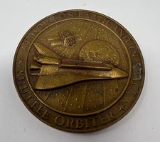 Shuttle Orbiter Rockwell International Paperweight Broze Vintage