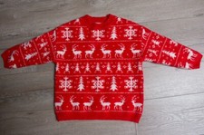 Mango Holiday Festive Bright Red Traditional Fair Isle Christmas Sweater 5-6