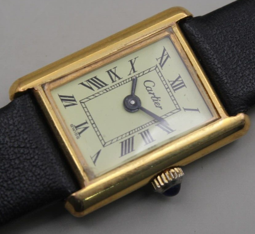 CARTIER Tank Roman numerals 18k gold plated- Manual wind watch