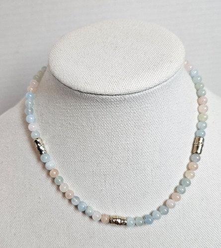 John Hardy Jai Sterling Silver Carved Bamboo Station Morganite Bead Necklace 18" - Picture 3 of 8