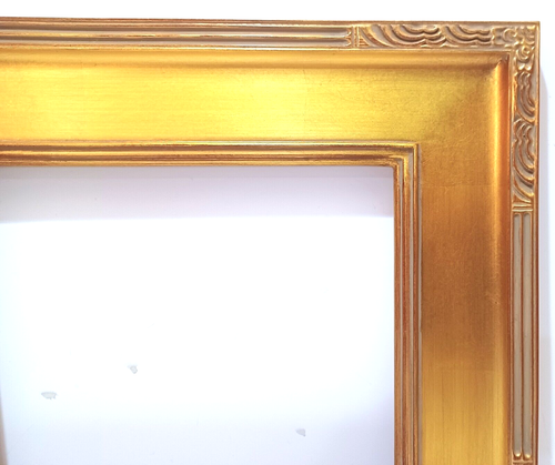 9 X 12 ART DECO CLOSED CORNER FLAT PANEL GOLD LEAF 3 3/4" W STD PICTURE FRAME - Picture 5 of 9
