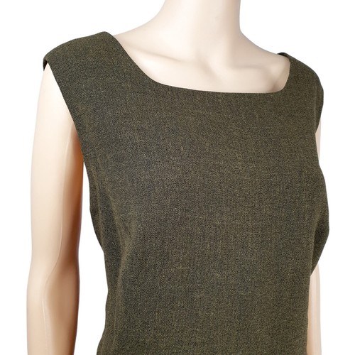 Vintage Givenchy Womens Dark Green Wool Sleeveless Tweed Top Size 48 US 18 - Picture 3 of 9