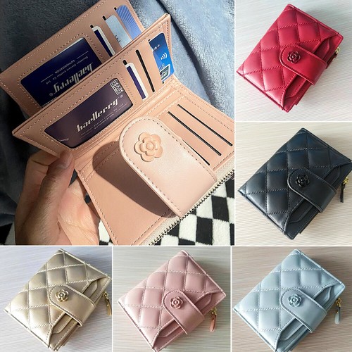Women's Small Wallet PU Leather Zipper Billfold Credit Card Holder Purse Clutch