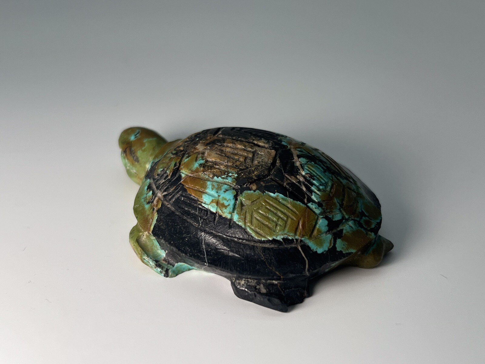 Finest Chinese Antique Carved Tibetan Turquoise Turtle Fetish / Effigy 530 Cts