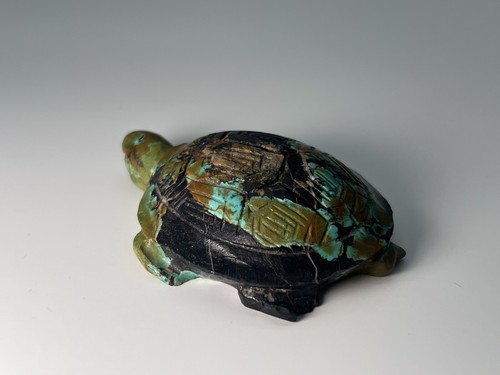 Finest Chinese Antique Carved Tibetan Turquoise Turtle Fetish / Effigy 530 Cts - Picture 4 of 7