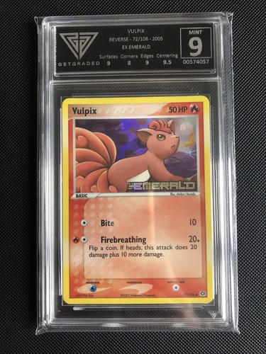 vulpix 72/106 EX Smaragd Reverse Holo GETGRADED Mint 9 PSA Pop 20