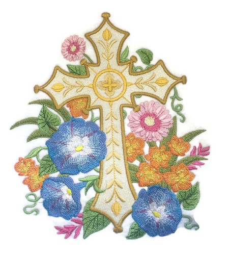 Heiliges Kreuz mit Natur Kopfgeld bestickt aufbügeln Aufnäher - Bild 10 von 10