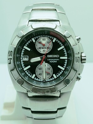 Seiko Chronograph Tachymeter 7T94-0AE0 Quartz Date Vintage