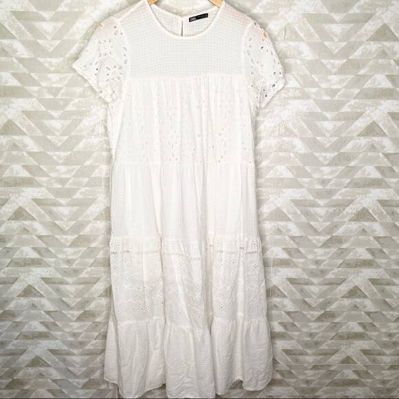 eyelet white dress zara