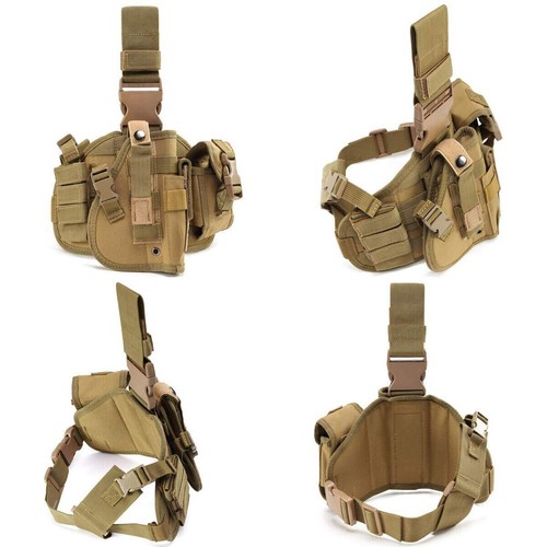 Military Drop Leg Holster Tactical Thigh Pistol Gun Pouch Right Hand Adjustable - Picture 2 of 24