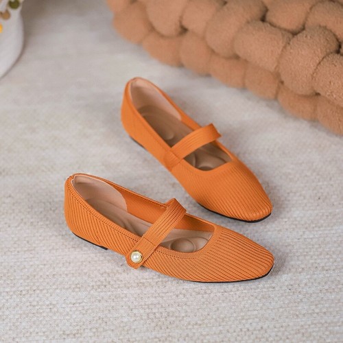Cómodos zapatos de punto de tela puntiaguda planos suaves con cinturón en T para caminar talla 35-43 - Imagen 62 de 101