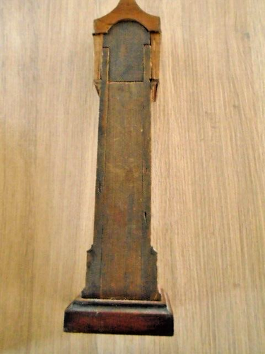 Grandfather Clock Case Miniature Wood Genuine Antique 14.25" 36cm tall - Picture 3 of 10
