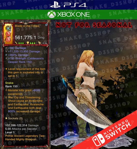 Diablo 3 - PS4 - Xbox One - N.Switch - Modded Blade of the Tribes - Patch 2.6.10