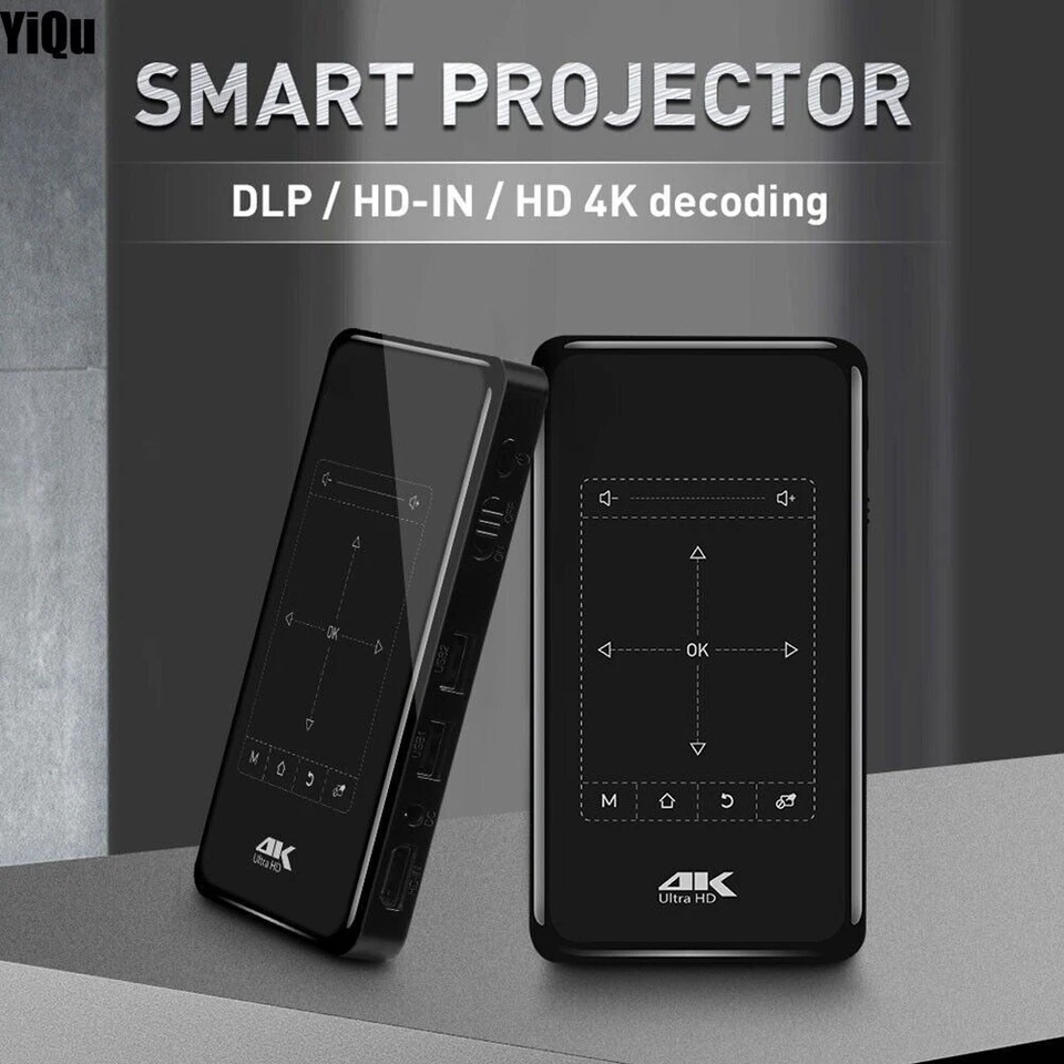 4K 3D Full HD Smart DLP Mini Projector LED Android WiFi 1080P Home Theater HDMI - Image 2 of 4