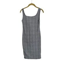 Popular Basics Black Plaid Mini Dress Small