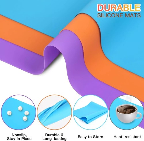 Confezione da 3 Tappetini Silicone per Artigianato, Tappetino Artigianale in Silicone Premium, Tappetino per Pasti da Gioco, Sili - Foto 2 di 4