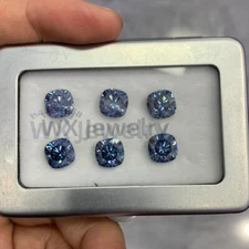 Blue Color Cushion Cut Loose Moissanite Bright Gemstone VVS1 RGA Certificate