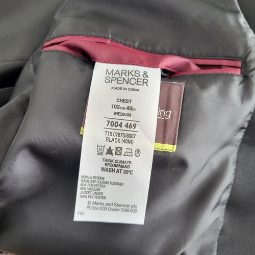 Marks & Spencer Suit Set Mens 40M Black Polyester Single Breasted Formal 2 Piece - Picture 10 of 17